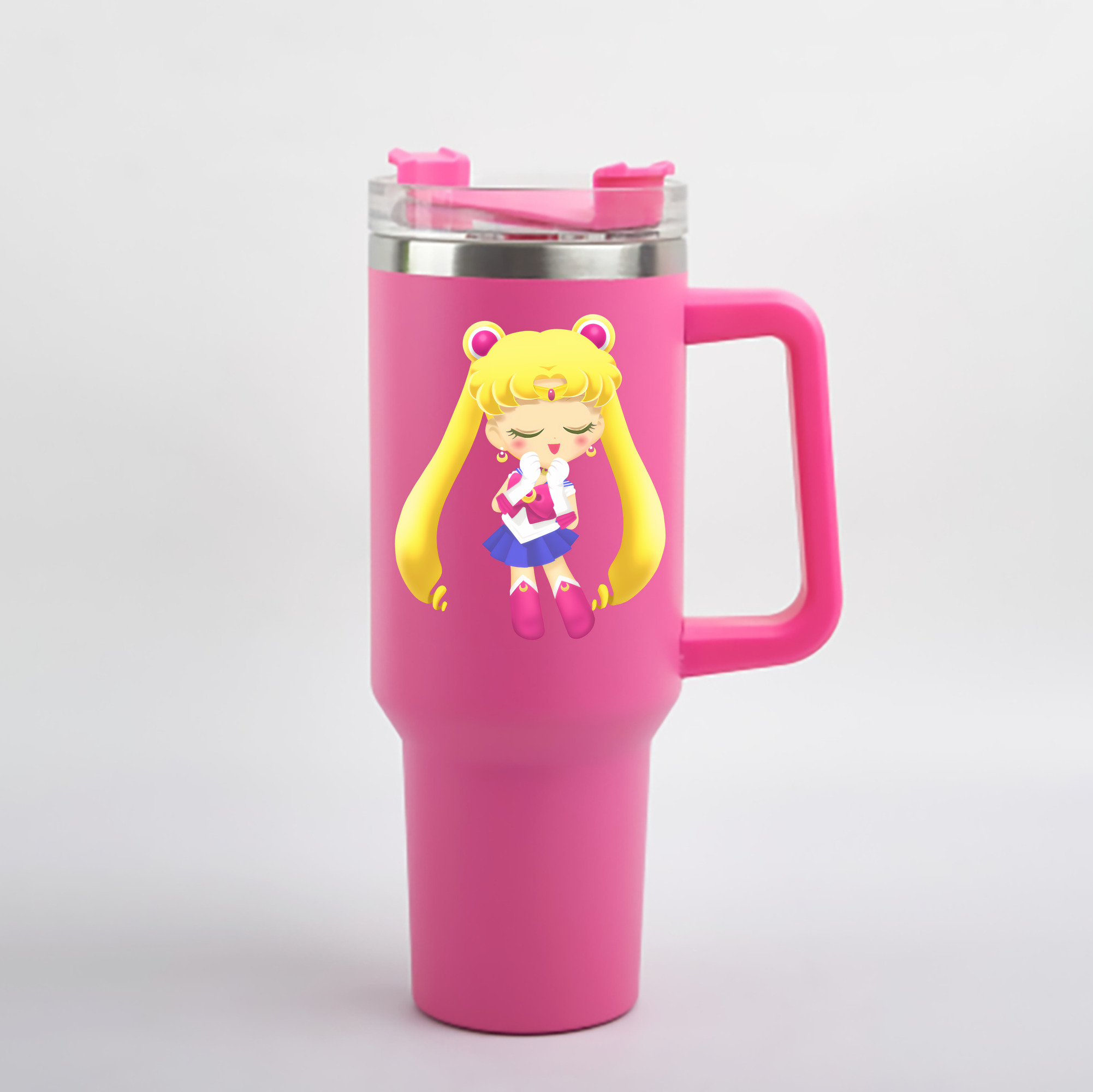 （画像用） 美少女戦士セーラームーン 月野 うさぎ つきの うさぎ Sailor Moon Tsukino Usagi 1200mL車用タンブラー - クリスタルステッカー（プラスチックストロー付き）